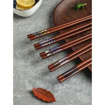 舍里日式高檔紅檀木個人專用筷子新款防滑一人一筷專人專用分餐筷