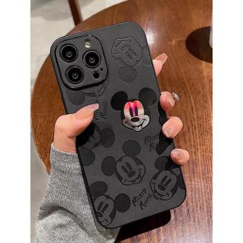 適用蘋果14promax手機殼新款14pro女高級感iPhone15小羊皮13pro軟矽膠防摔12簡約全包i11超薄散熱16pro保護套