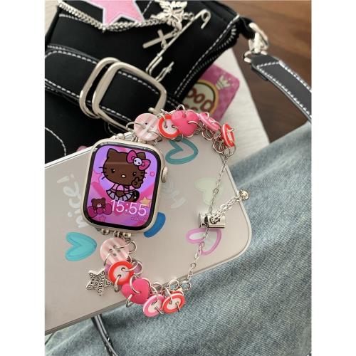 紐扣牛仔y2k小眾金屬表帶適用于蘋果手表s789代applewatch654表鏈