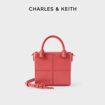 CHARLES&KEITH通勤CK2-50671232女格紋絎縫裝飾單肩手提小方包