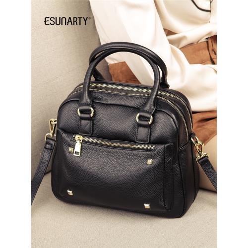 手提包女2025新款潮時尚韓版真皮單肩多層女包頭層牛皮柳釘斜挎包