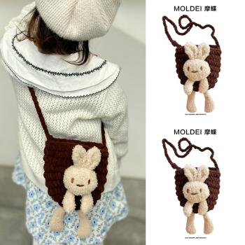 手工針織編織兔子毛線包兒童可愛mini小包包女2023新款斜挎手機包