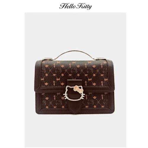 正品HelloKitty凱蒂貓老花面料單肩斜挎手提風琴小方包