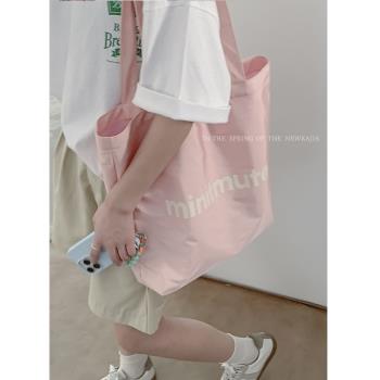 學生休閑帆布包包女夏季2023新款潮韓國字母托特包百搭大容量包