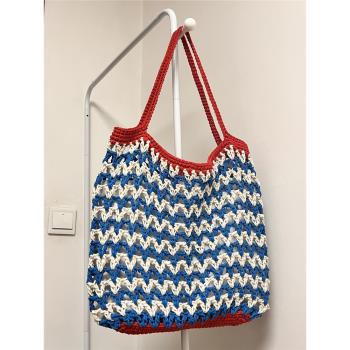 【海上波浪】包包原創鏤空棉線編織包手工肩挎diy成品Crochet bag