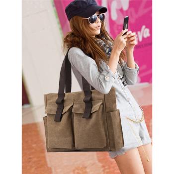 大容量潮流日韓版女包單肩手提包大包包帆布包媽媽上班包旅行包袋