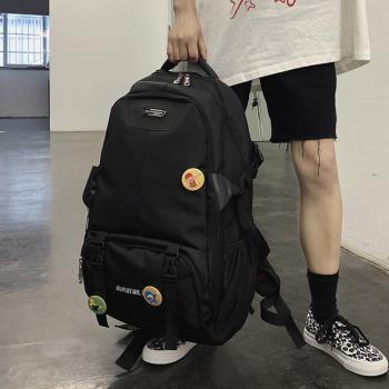 雙肩包男潮牌韓版高中學生書包大容量出差旅行15.6寸電腦背包女潮