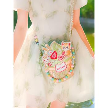 彩云印記新品上市甜美可愛冰淇淋刺繡手機包斜挎包Lolita包漢服包
