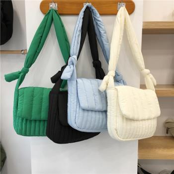 小臟柜 韓國新款單品棉質帆布包腋下通勤絎縫小方包女單肩斜挎包