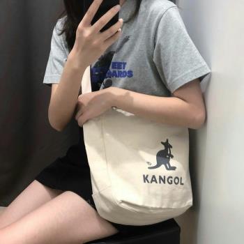 韓國正品KANGOL袋鼠簡約時尚托特單肩書包潮牌手提休閑斜挎帆布包