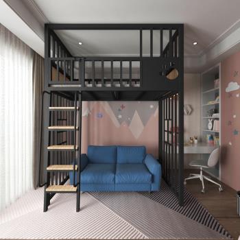 簡約現代鐵架床小戶型省空間單上層鐵藝上鋪復式單雙人閣樓高架床