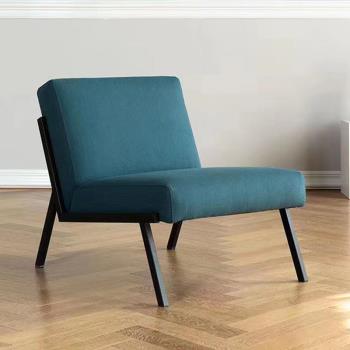 丹麥設計北歐鐵椅布藝單人沙發椅現代客廳書房休閑沙發輕奢陽臺椅