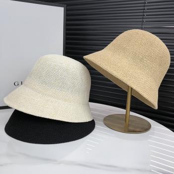 夏季棉麻輕薄透氣漁夫帽女素顏遮臉顯臉小盆帽出游遮陽防曬太陽帽