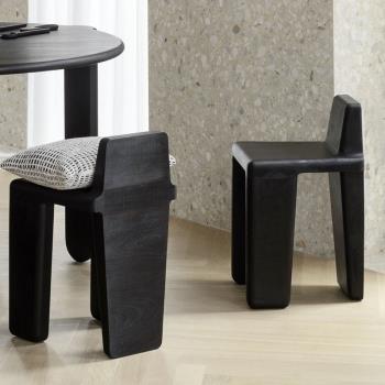 MiKON 侘寂風吧臺椅子 設計師高腳復古簡約餐凳 中古實木小眾餐椅