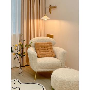 北歐羊羔絨沙發椅子單人客廳臥室創意靠背椅陽臺休閑網紅款設計師