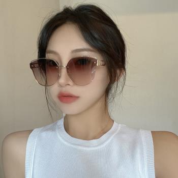 韓版超輕貓眼質感偏光墨鏡女圓臉大框眼鏡潮時尚網紅遮陽太陽眼鏡
