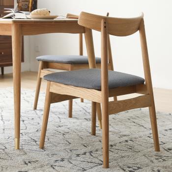 小半家具北歐實木餐椅現代簡約軟包靠背餐廳椅設計師日式休閑椅子