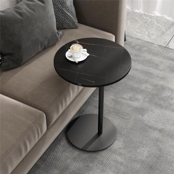 現代輕奢巖板可移動客廳沙發邊柜臥室小戶型邊角幾大理石小茶幾桌