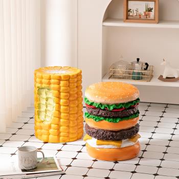 創意矮凳潮流家居客廳家用擺件裝飾品玉米凳漢堡凳樹脂簡約小凳子
