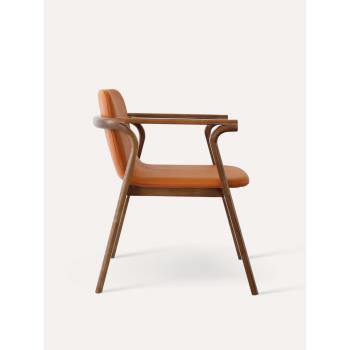 意式餐椅Splinter chair日式北歐極簡設計師款丹麥實木舒適真皮椅