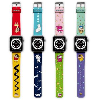 韓國蠟筆小新適用apple watch卡通矽膠表帶情侶替換手錶帶iwatch