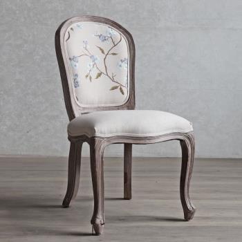 法式餐椅仿古歐式實木做舊軟包靠背椅休閑扶手椅酒店設計師椅子