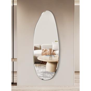 鏡子貼墻自粘全身穿衣鏡入戶壁掛家用藝術鏡創意裝飾鏡異形試衣鏡
