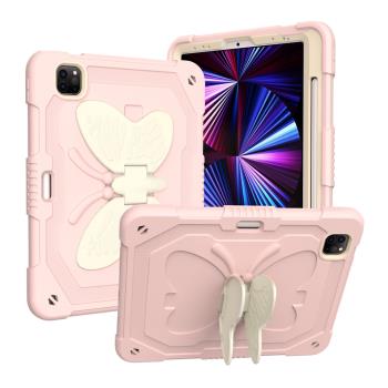 適用2021 ipad11寸兒童保護殼ipad9.7蝴蝶卡通air5支架矽膠套10.2 pro 8 9 10代mini 6防摔全包硬殼帶筆槽