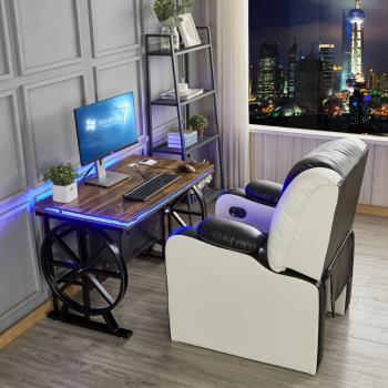 新款網吧桌椅可躺沙發椅網咖桌椅家用一體電競臺式單人座艙電腦桌