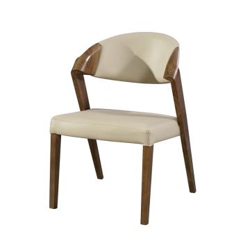 北歐實木餐椅設計師極簡現代皮椅家用樣板房靠背會議室椅子侘寂風