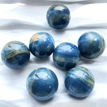 天然藍力士球藍力士原石打磨水晶球顏色藍紋理好看水晶球飾品擺件