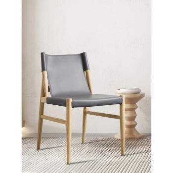 Voyage chair意式餐椅馬鞍皮椅實木餐椅靠背輕奢高端家用現代簡約