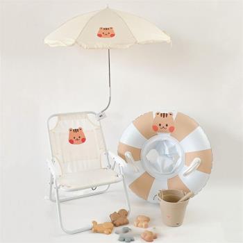 韓系ins兒童沙灘椅可愛卡通小熊戶外便攜折疊椅海邊度假寶寶座椅