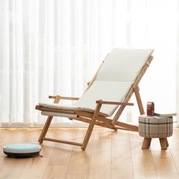 陽臺椅實木躺椅家用休閑沙灘椅戶外折疊椅帆布家用午睡椅小戶型椅
