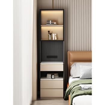 床頭柜窄邊置物架高高款臥室現代簡約收納柜極窄床邊窄夾縫柜小型