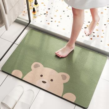 衛生間防滑地墊軟硅藻泥吸水墊可愛卡通浴室門口墊子廁所速干腳墊