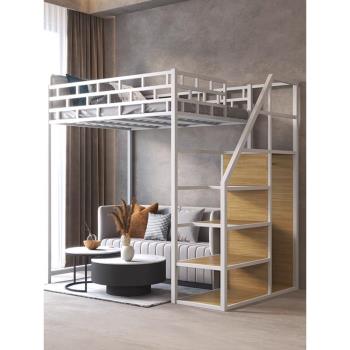 省空間樓閣床高架床單上層上床下桌小戶型公寓床鐵架床復式二樓床