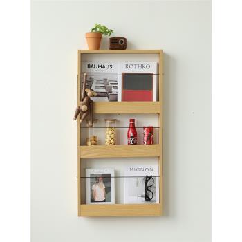 小木良品書架墻上兒童書報架木質創意置物架北歐壁掛裝飾雜志架