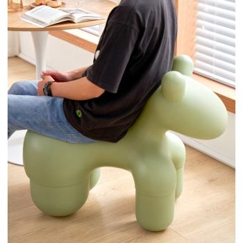 網紅小馬椅北歐兒童座椅可愛卡通動物休閑擺件凳客廳創意換鞋凳子