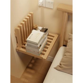 2023新款可折疊創意床頭柜替代全純實木臥室書架極窄夾縫柜子日式