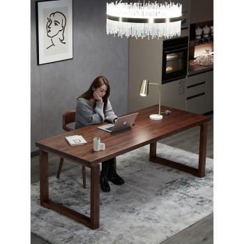 實木電腦桌純木頭家用簡約現代書桌懸浮原木辦公桌一體莫比恩餐桌