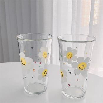 Endless stars韓國ins風太陽花朵玻璃杯大容量水杯女生可愛果汁杯