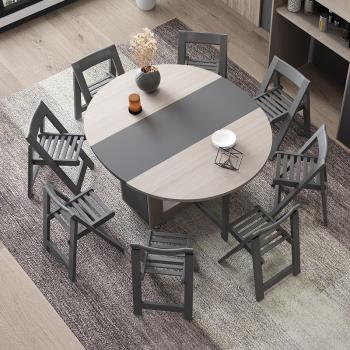 折疊餐桌椅組合家用小戶型北歐折疊圓桌現代簡約伸縮餐桌飯桌餐臺
