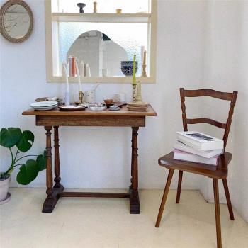 vintage中古實木復古椅子美式法式高靠背餐椅舒適簡約餐廳咖啡店
