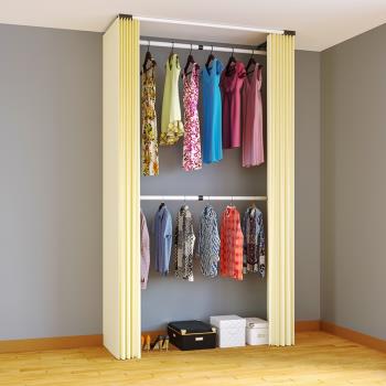 開放式全掛收納簡易衣柜掛式鋼架結構結實耐用租房組裝衣櫥掛衣柜