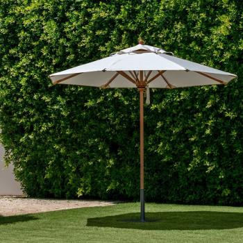 戶外休閑實木傘庭院花園沙灘餐廳商用太陽傘2.1m白色遮陽傘小傘