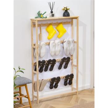 實木小鞋架子窄家用簡易門口拖鞋架收納薄窄鞋柜入戶玄關置物架
