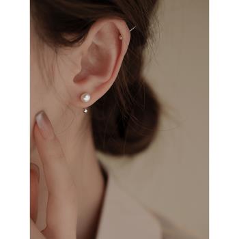 天然淡水珍珠耳飾小眾設計感輕奢簡約高級感珍珠耳環2024新款爆款