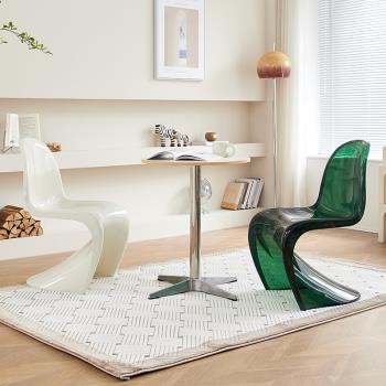 北歐潘東椅家用餐椅簡約可疊放塑料靠背美人椅設計師洽談梳妝s椅