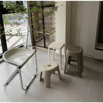 ins簡約現代中古折疊凳金屬折疊椅設計師款餐椅韓國咖啡店椅子